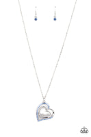 A Mothers Heart - Blue Bling long mom necklace Paparrazi Accessories