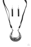 Majorly Moonstruck - Black Leather Necklace Paparazzi Accessories