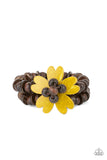 Tropical Flavor Yellow Brown Wood Bracelet Paparazzi Accessories