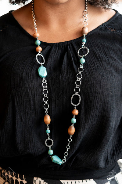 Prairie Reserve - Blue Wood Necklace Paparazzi Accessories
