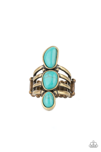 Extra Eco - Brass Turquoise Ring Paparazzi Accessories