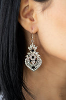 Royal Hustle - Black Rhinestone Earrings Paparazzi Accessories