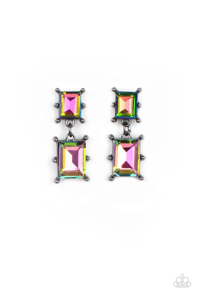 Cosmic Queen Multi Oil Spill Rhinestone Earrings Paparazzi Accessories