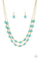 Sahara Safari Blue Gold Necklace Paparazzi Accessories