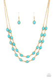 Sahara Safari Blue Gold Necklace Paparazzi Accessories
