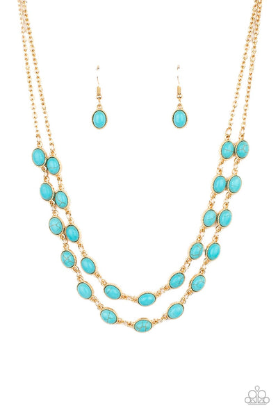 Sahara Safari Blue Gold Necklace Paparazzi Accessories