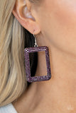 World FRAME-ous - Purple Bling Earrings Paparazzi Accessories