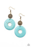 Earthy Epicenter - Brass Turquoise Earrings Paparazzi Accessories