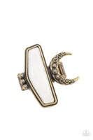 Cosmic Karma Brass White Moon Ring Paparazzi Accessories