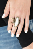Cosmic Karma Brass White Moon Ring Paparazzi Accessories