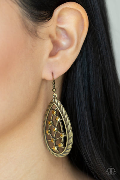 Industrial Incandescence - Brass Earrings Paparazzi Accessories
