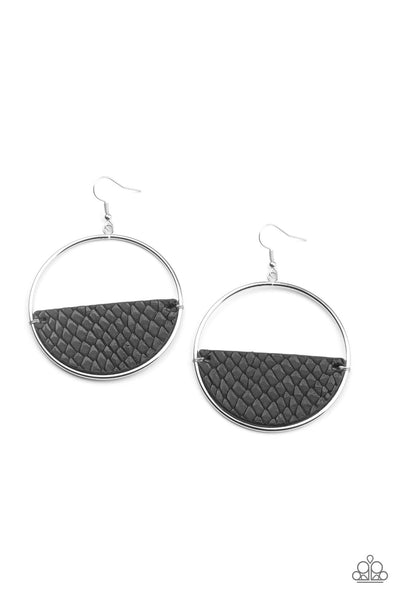 Animal Aesthetic Black Leather Earrings Paparazzi Accessories