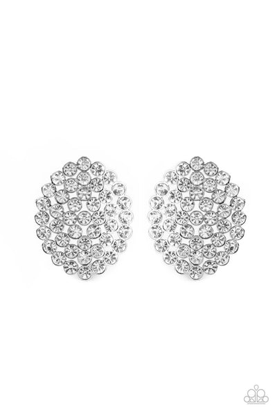 Drama School Dropout - White Bling Earrings Paparazzi Accessories