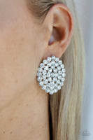 Drama School Dropout - White Bling Earrings Paparazzi Accessories