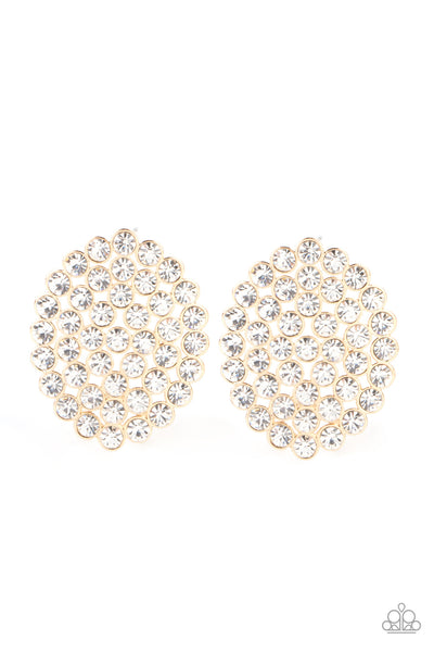 Drama School Dropout Gold Bling Earrings Paparazzi Accessories