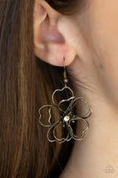 Petal Power - Brass Flower Earrings Paparazzi Accessories