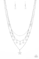 Americana Girl Silver Star Layered Necklace Paparazzi