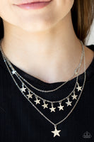 Americana Girl Silver Star Layered Necklace Paparazzi