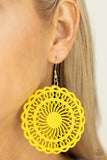 Island Sun Yellow Wood Earrings Paparazzi Accessories