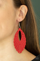 Tahiti Tankini Red Wooden Earrings Paparazzi Accessories