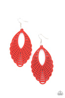 Tahiti Tankini Red Wooden Earrings Paparazzi Accessories