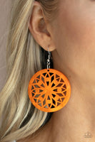 Ocean Canopy Orange Wooden Earrings Paparazzi Accessories