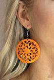Ocean Canopy Orange Wooden Earrings Paparazzi Accessories