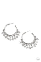 Happy Independence Day Silver Star Hoop Earrings Paparazzi Accessories