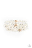 Here Comes The Heiress - Gold Pearl Bracelets Paparazzi Accessories