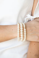 Here Comes The Heiress - Gold Pearl Bracelets Paparazzi Accessories