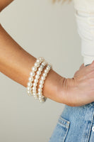 Here Comes The Heiress - White Pearl Bracelets Paparazzi Accessories