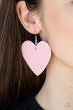 Country Crush Pink Leather Hear Earrings Paparazzi Accessories