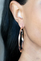 Radiantly Warped Rose Gold Twist Hoop Earrings Paparazzi