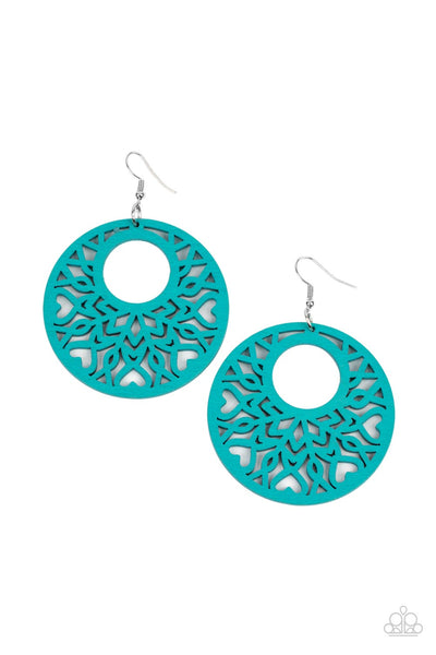 Tropical Reef - Blue Wood Earrings Paparazzi Accessories
