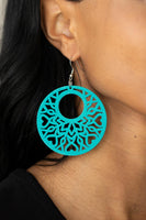 Tropical Reef - Blue Wood Earrings Paparazzi Accessories