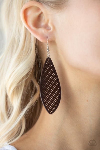 Surf Scene - Brown Wood Earrings Paparazzi Accessories
