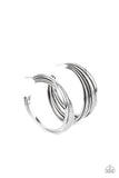 In Sync - Silver Curvy Hoop Earrings Paparazzi Accessories