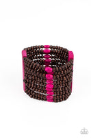 Tropical Trendsetter Pink Brown Wood Bracelet Paparazzi Accessories