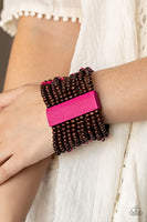 Tropical Trendsetter Pink Brown Wood Bracelet Paparazzi Accessories