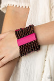 Tropical Trendsetter Pink Brown Wood Bracelet Paparazzi Accessories