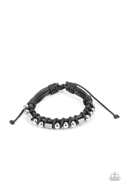 Bronco Brawler Black Leather Bracelet Urban Paparazzi Accessories