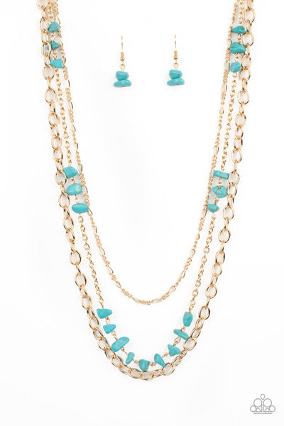 Artisanal Abundance - Gold Turquoise Necklace Paparazzi Accessories