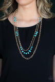 Artisanal Abundance - Gold Turquoise Necklace Paparazzi Accessories