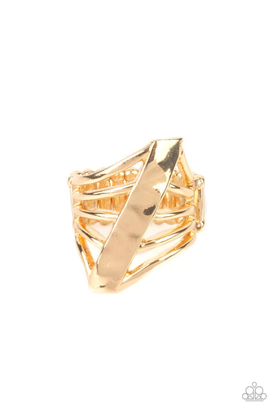 Encrypted Edge - Gold Ring Paparazzi Accessories
