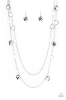 Chicly Cupid Silver Heart Layered Necklace Paparazzi Accessories