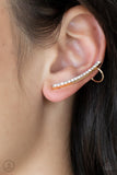 Sleekly Shimmering Gold Bling Ear Crawler Earrings Paparazzi Accessories