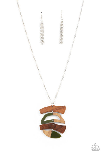 A WOODWORK In Progress - Green Wood Necklace Paparazzi Accessories