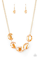 Cosmic Closeup - Gold Iridescent Necklace Paparazzi Accessories