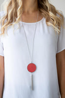 Wondrously Woven Red Leather Necklace Paparrazi Accessories