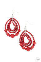 Prana Party Red Seed Bead Earrings Paparazzi Accessories